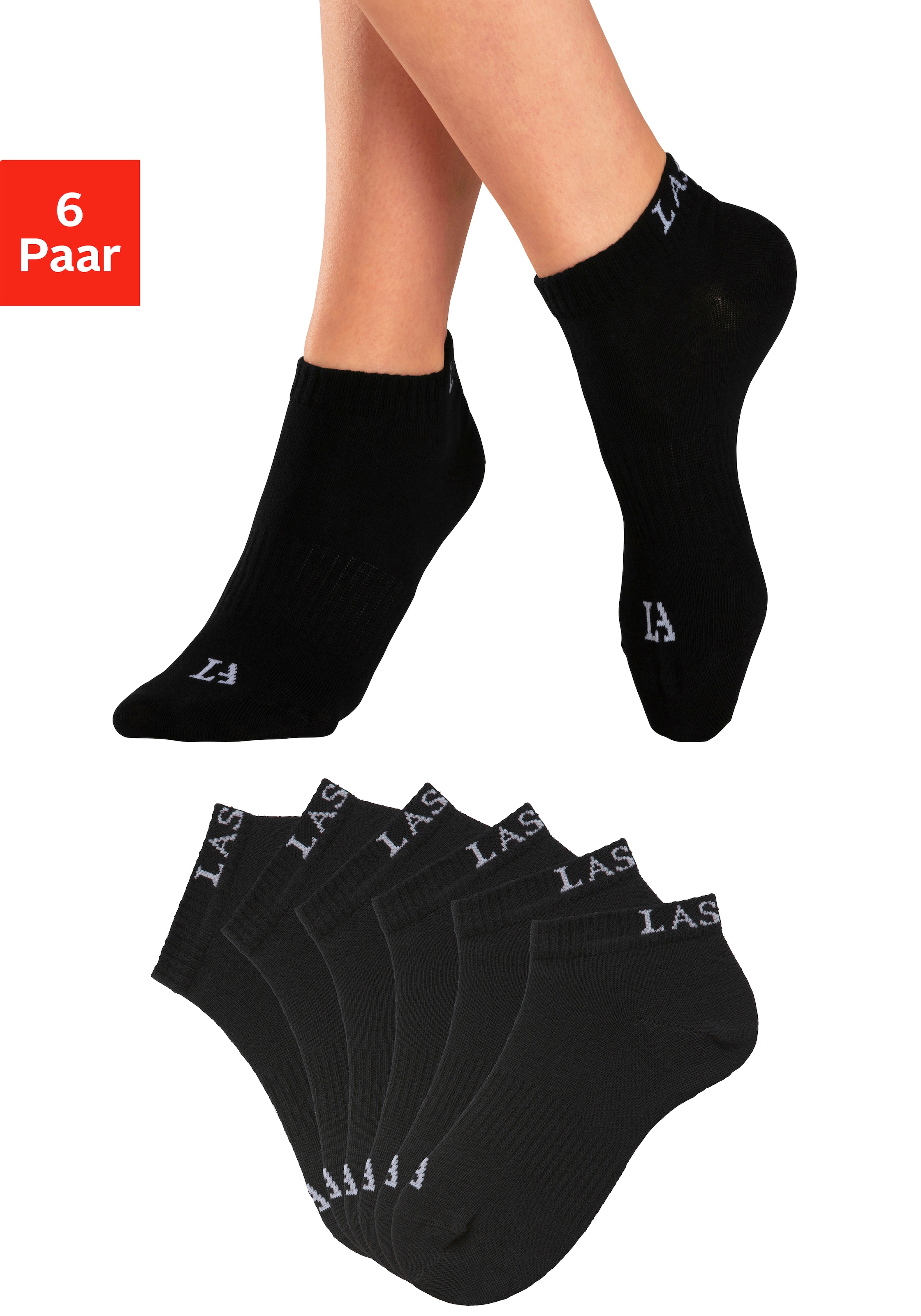 LASCANA ACTIVE Sneakersocken Packung, 6 Stk. tlg. mit eingestricktem Marken Logo