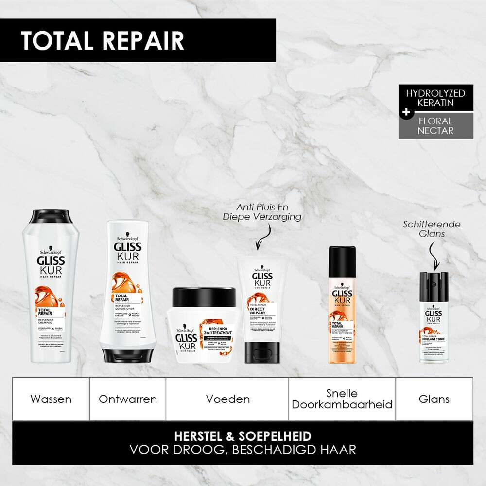 6x Gliss Total Repair Brillant Tonic100 ml