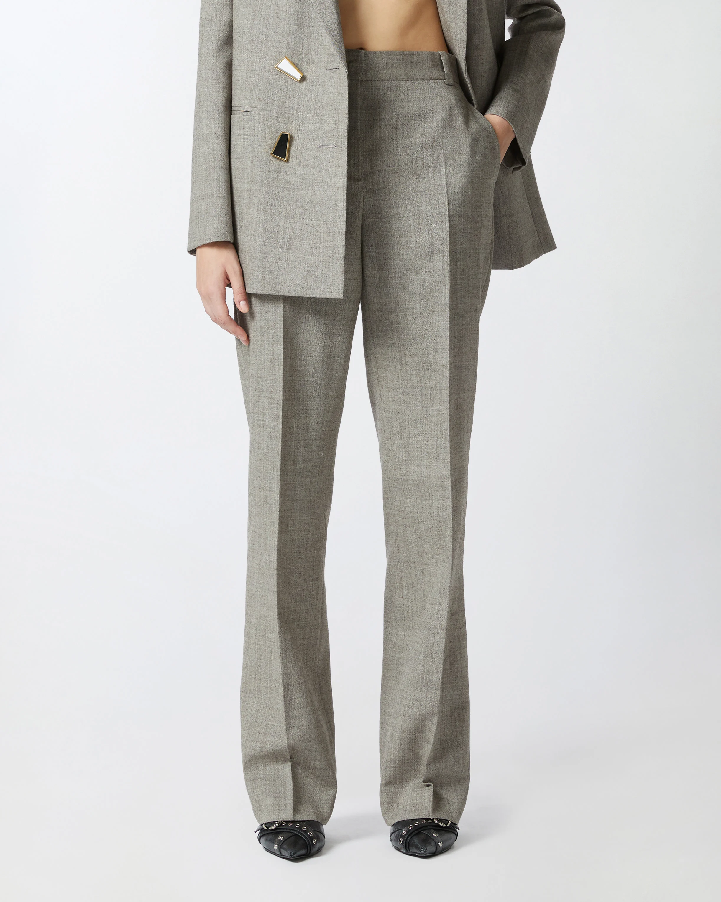 Pantalon droit à poches froide | Beige