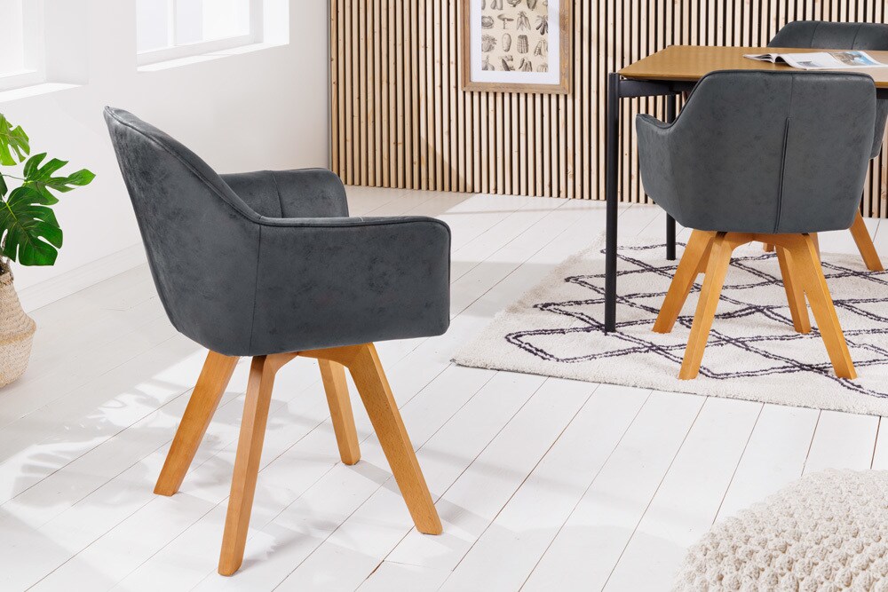 riess-ambiente Stuhl LOFT - antik grau drehbar Gestell aus massivem Buchenholz mit Armlehne