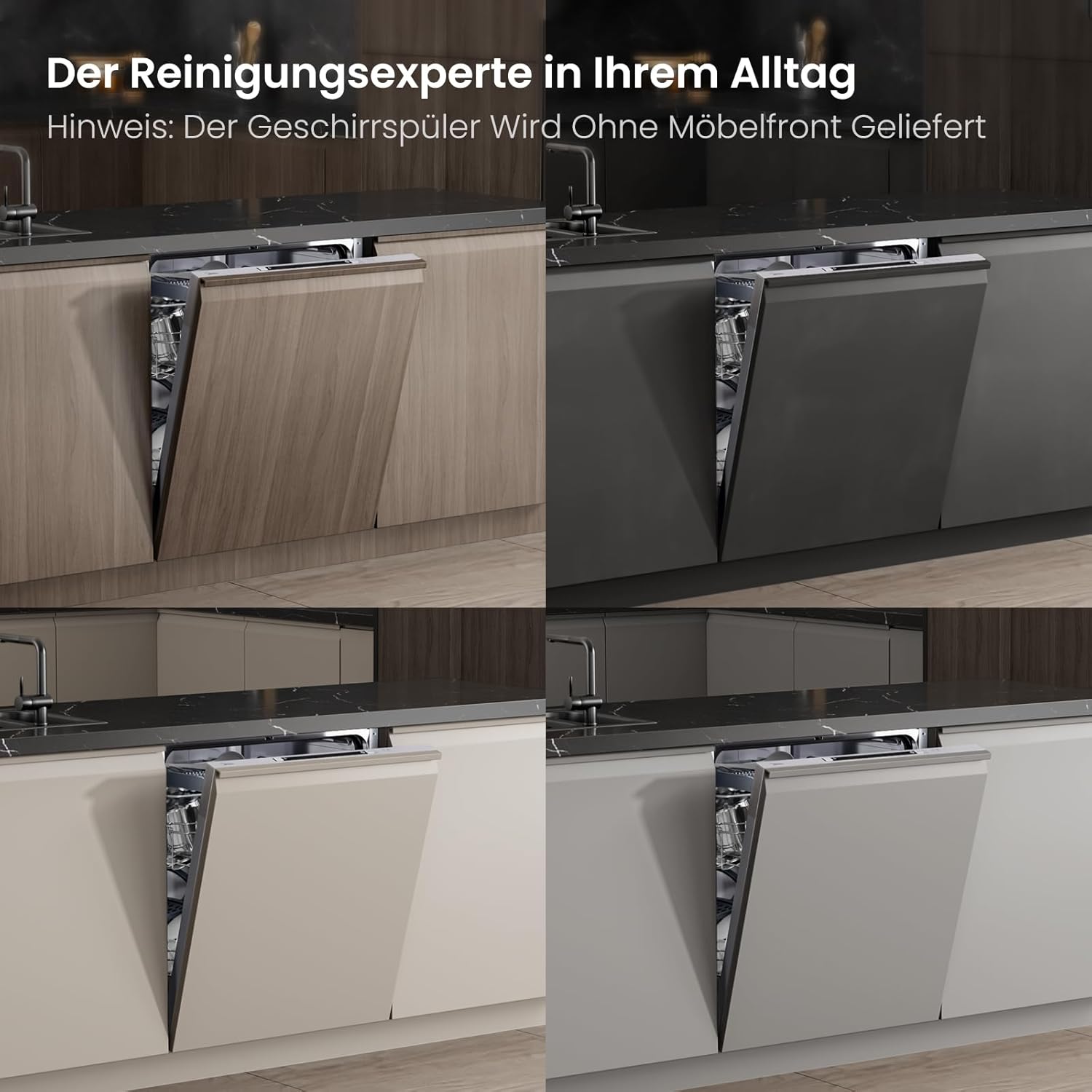 Midea SV 5.14K14C Geschirrspüler Vollintegriert 60cm, 14 Maßgedecke, Spülmaschine Unterbaufähig mit WIFI, 8 Programme, 44 dB, Automatische Türöffnung, 0-24H Startverzögerung, Inox