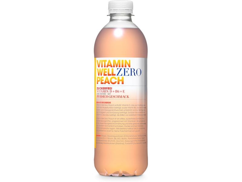 VITAMIN WELL Zero Peach 12 x 0.5 l Vitamin-Erfrischungsgetränk