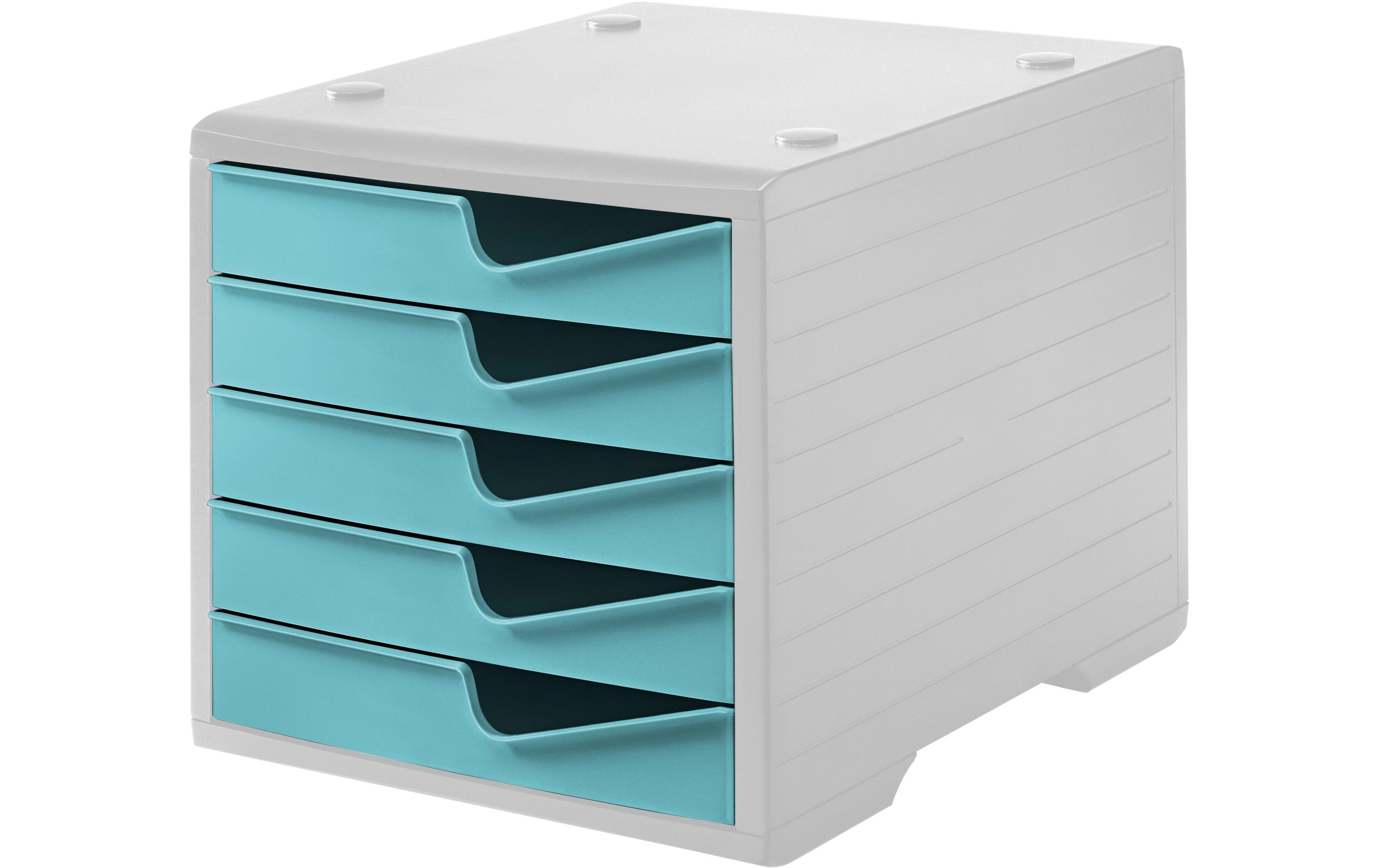 Schubladenbox Styroswingbox Lichtgrau/AquaSchubladenbox mit 5 Schubladen