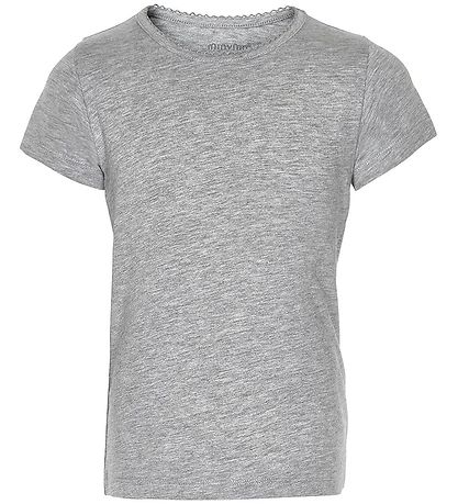 Minymo T-Shirt - 2er-Pack - Schwarz/Graumeliert meliert m. Blond
