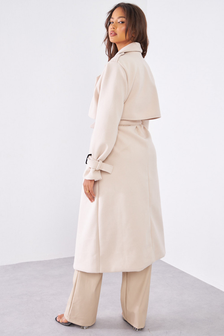 Manteau beige ceinturé