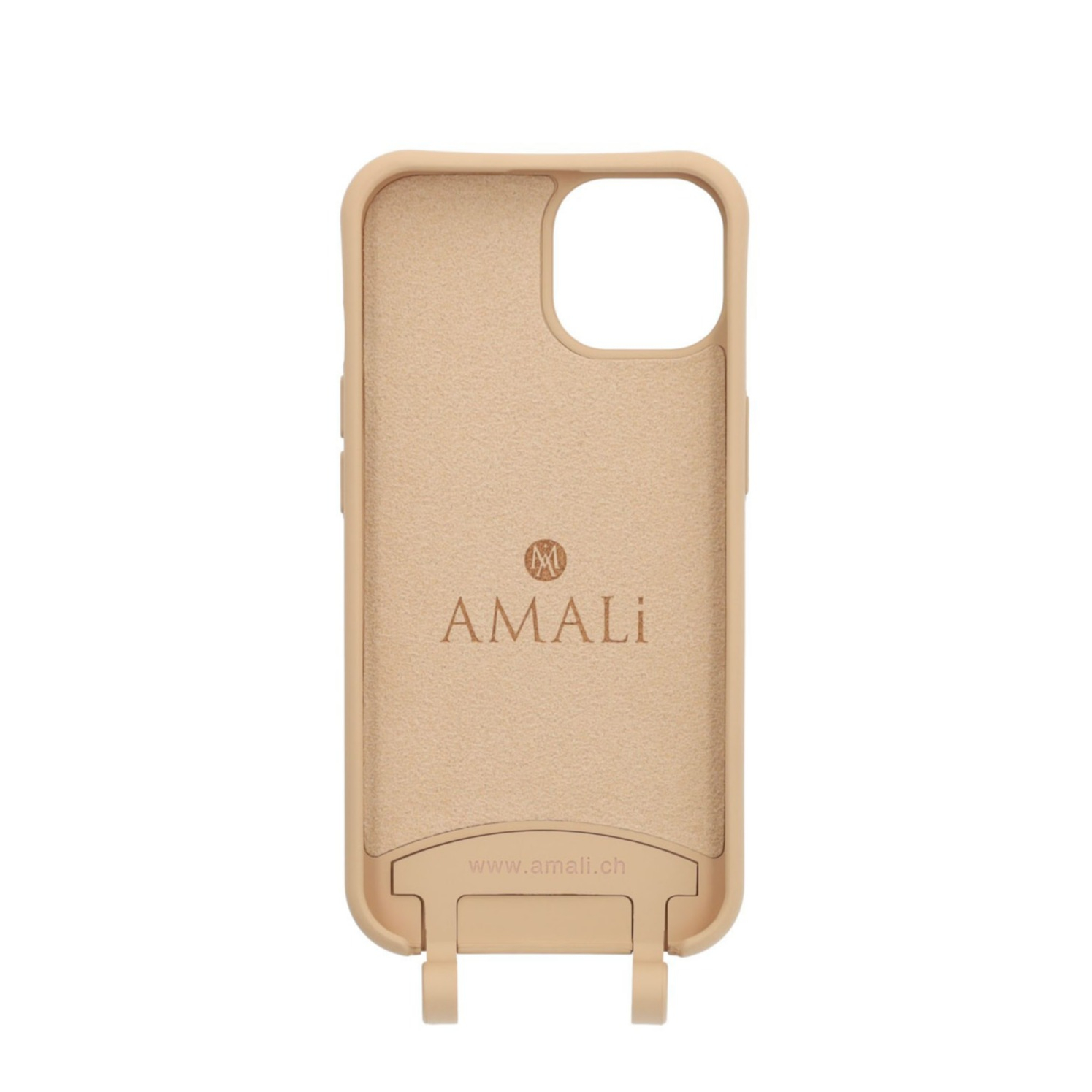 iPhone 14 Handy Hülle Elegantes Case mit abnehmbarem Necklace Adapter - Nude / Gold