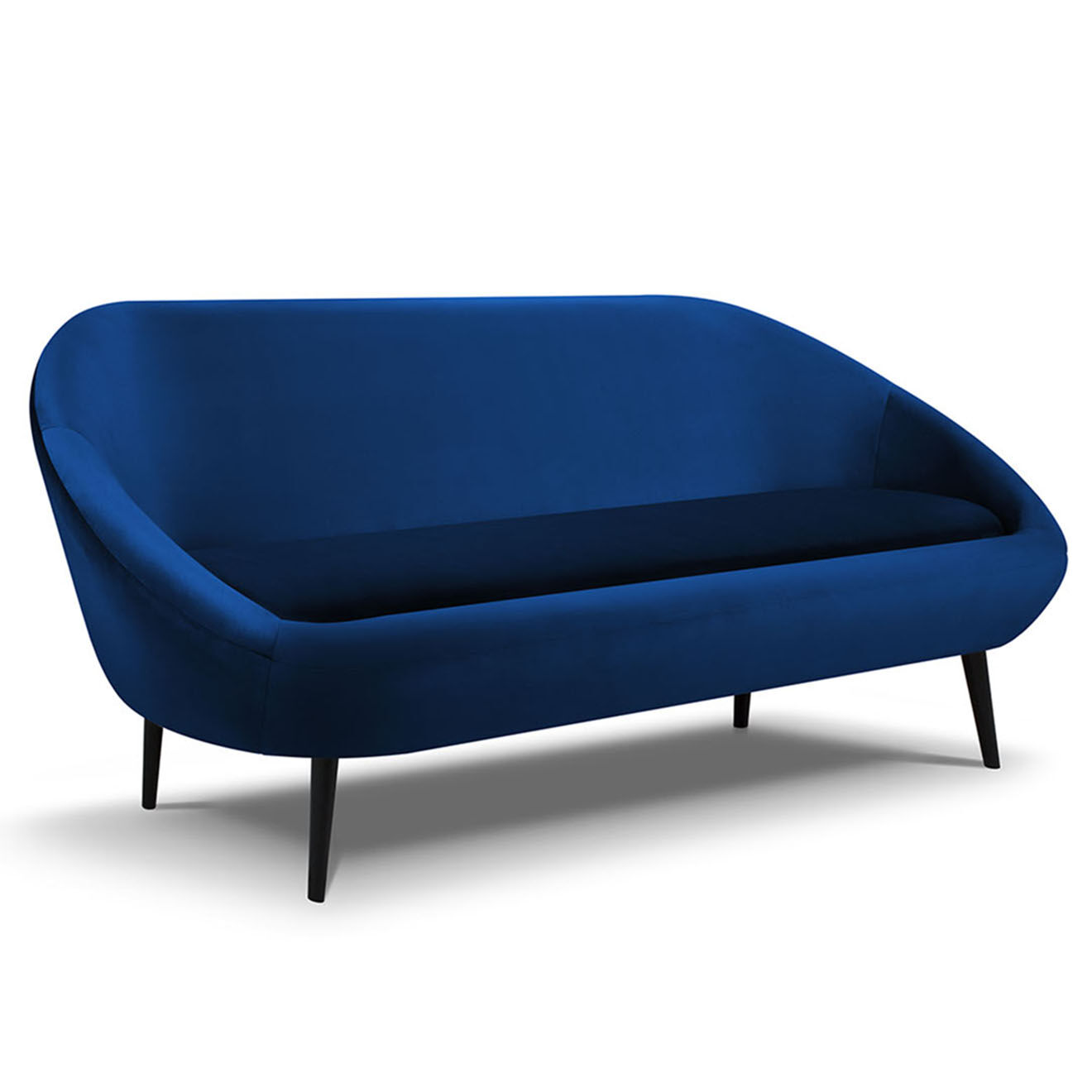 Mazzini Sofas Canapé velours petale 3 places bleu roi - 222x90x92 cm