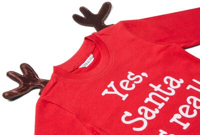 Luca & Lola Baby Langermet T-shirt Santa Is Real Deer, Red