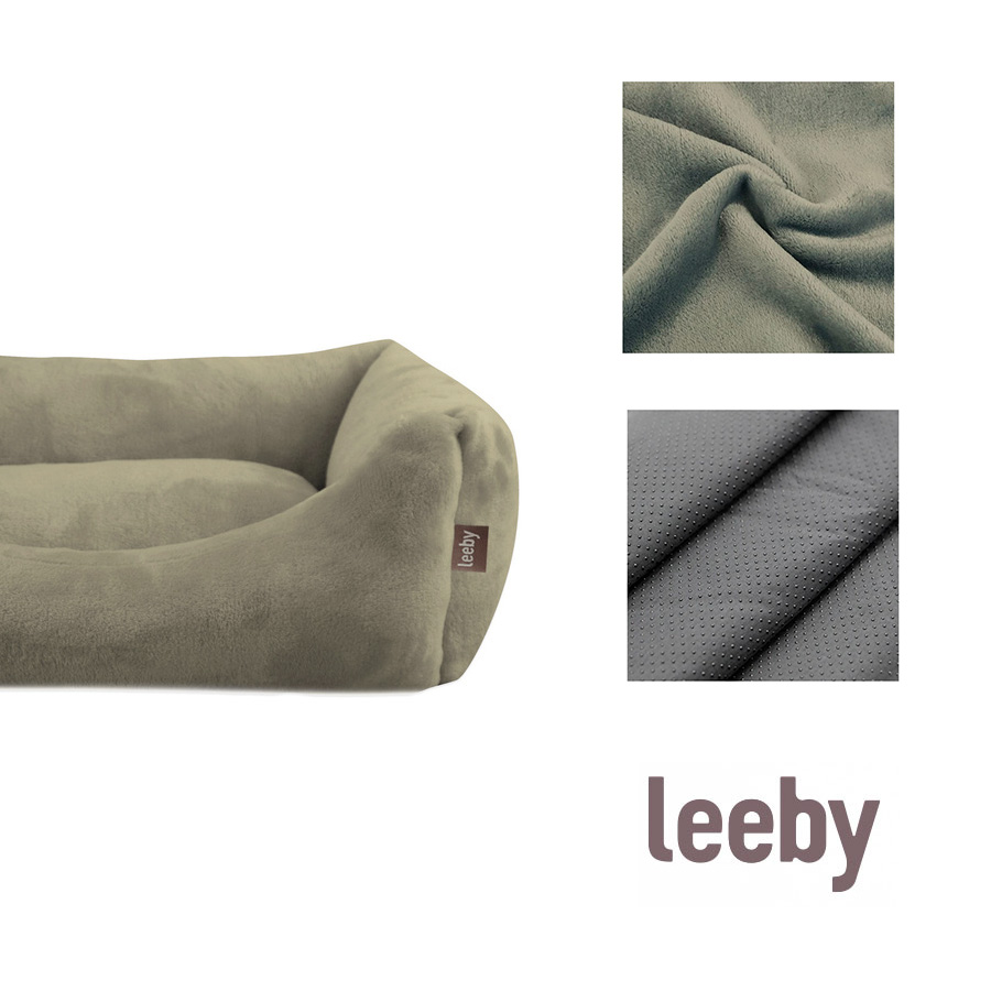 Cama removível Leeby em veludo verde para cães