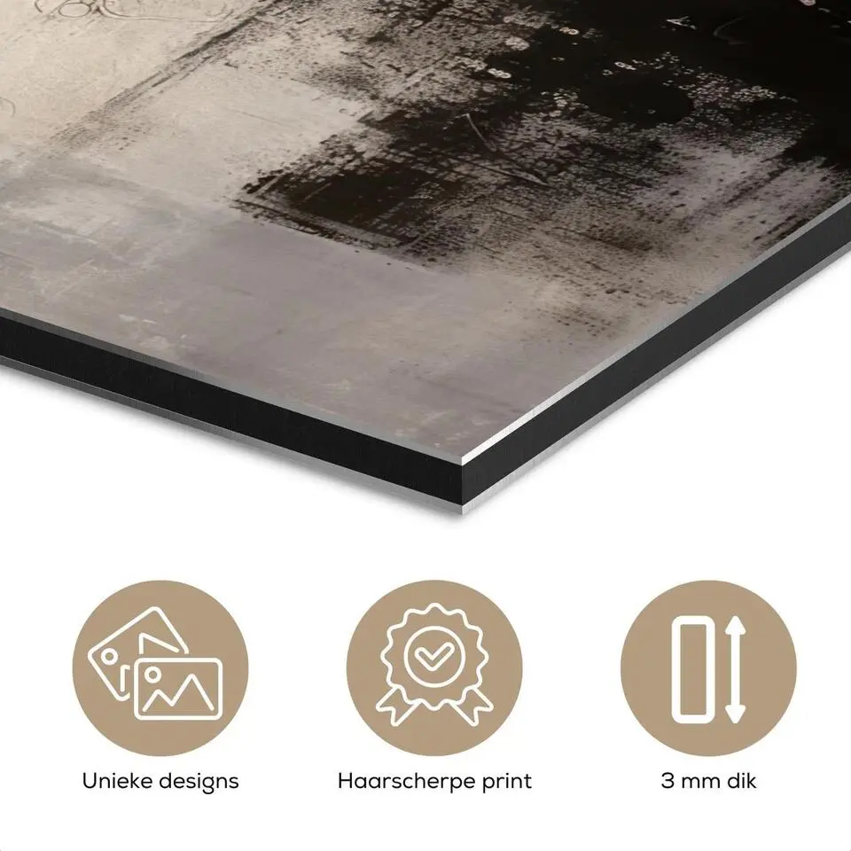 MuchoWow Aluminium Schilderij 40x60cm Abstract Kunst Grijs