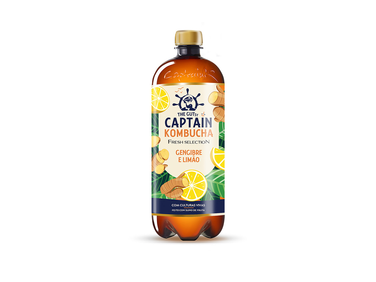 KOMBUCHA THE GUTSY CAPTAIN GENGIBRE LIMÃO BIO 1L