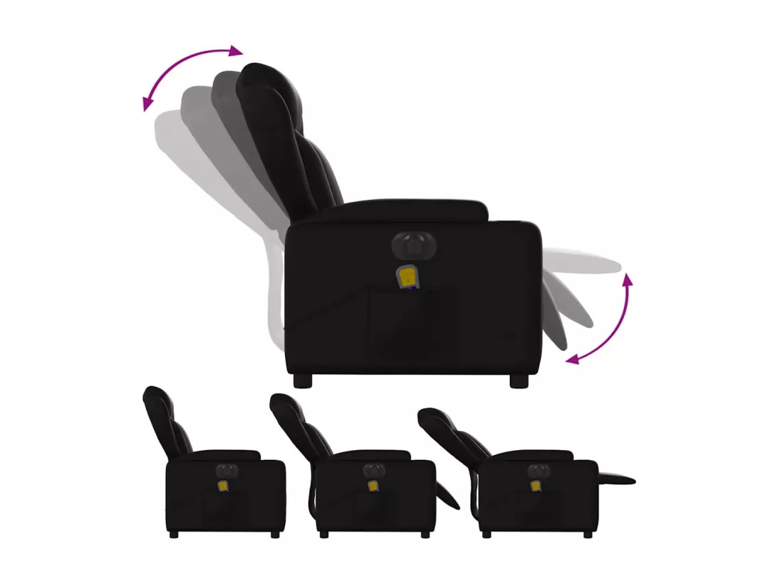 Fauteuil de massage inclinable électrique noir similicuir