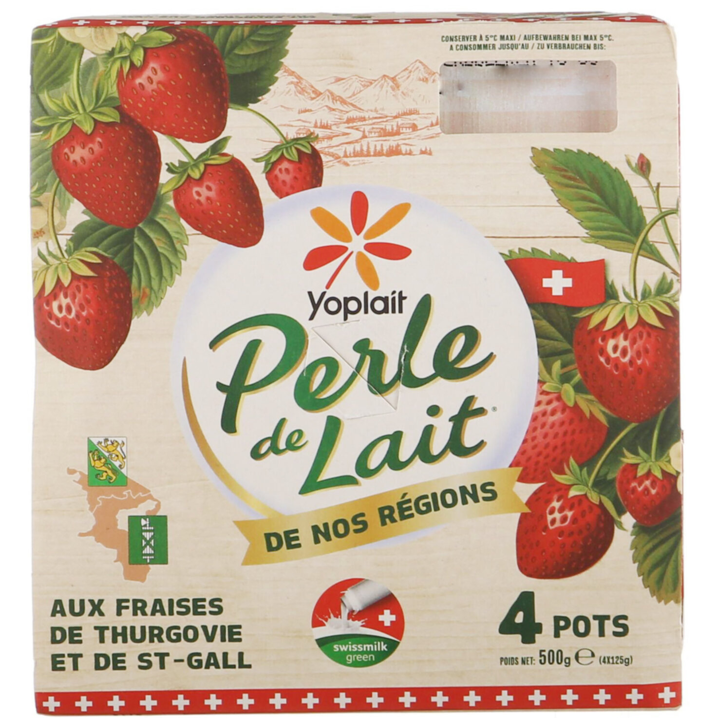 Yoplait Perle de Lait Joghrt Regio Erdbeere 4x125g