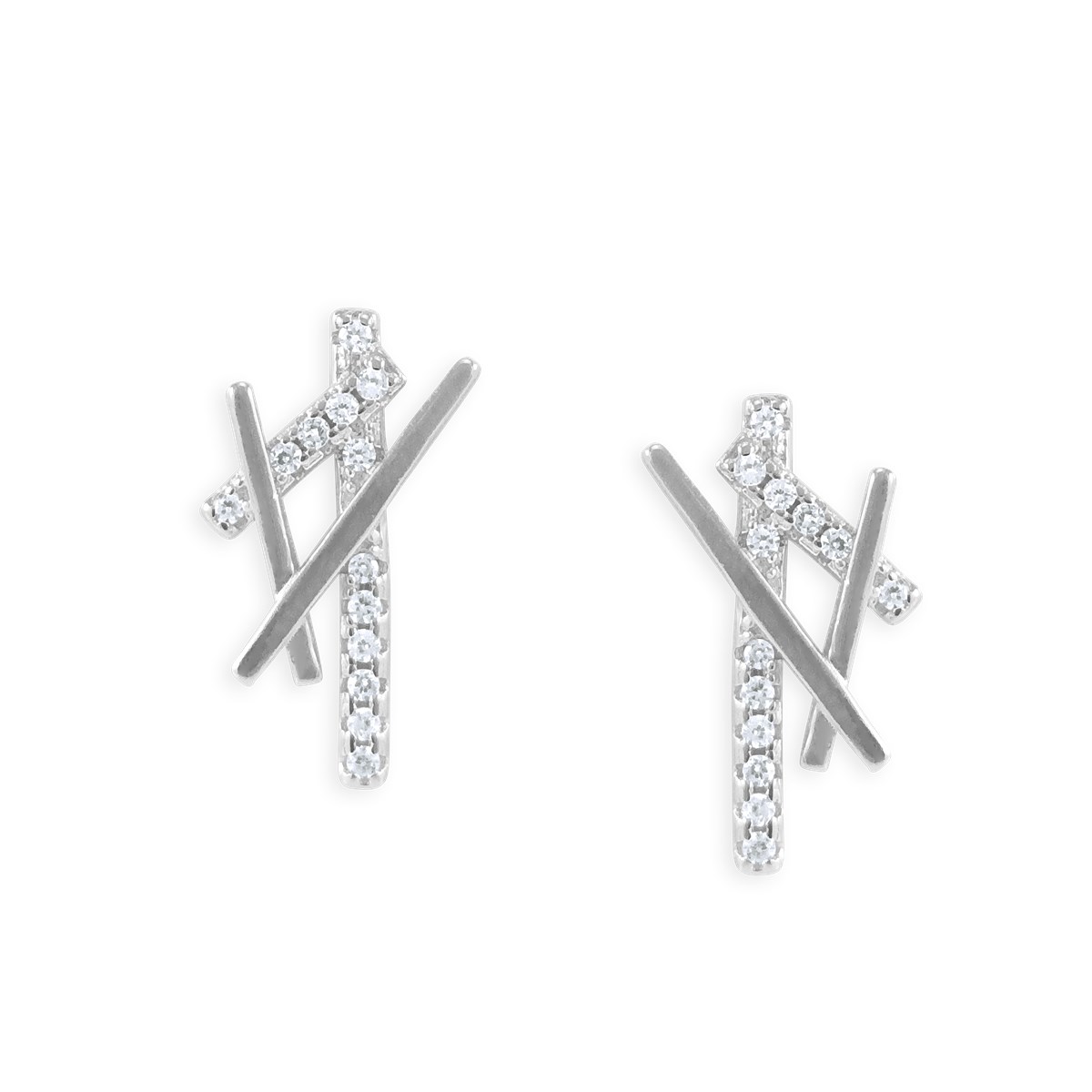 Boucles d'oreilles en argent 925 rhodié avec oxydes de zirconium