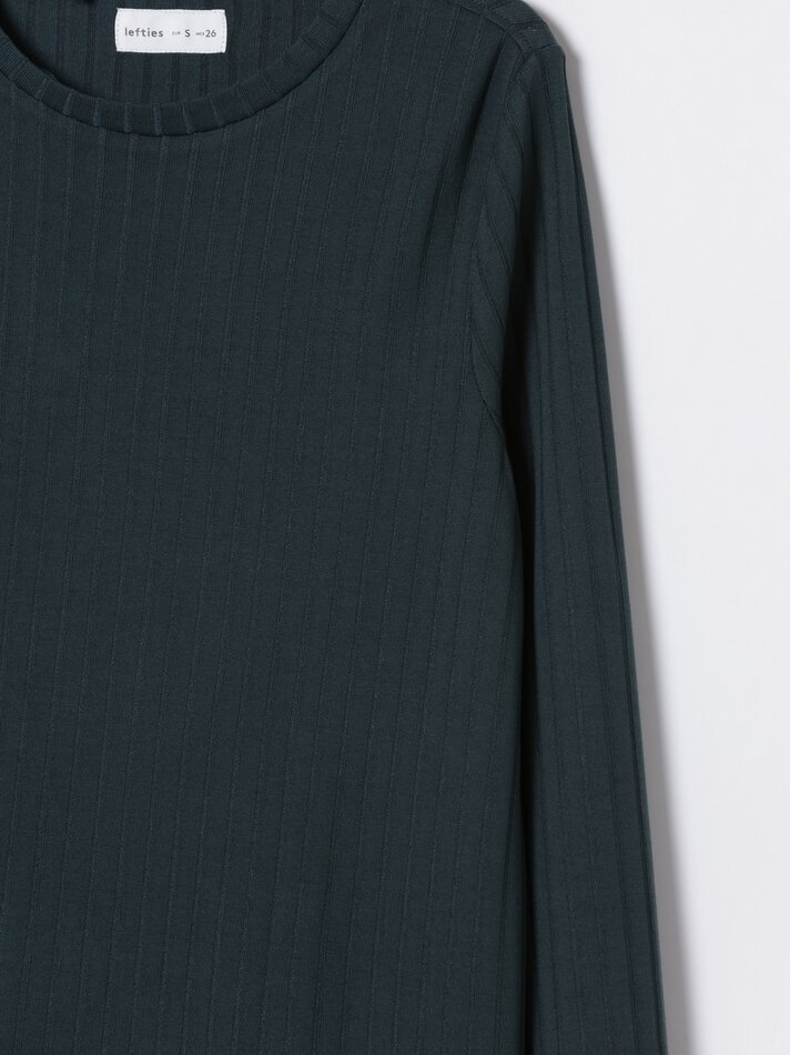 Camiseta de maternidade em malha canelada - Verde escuro