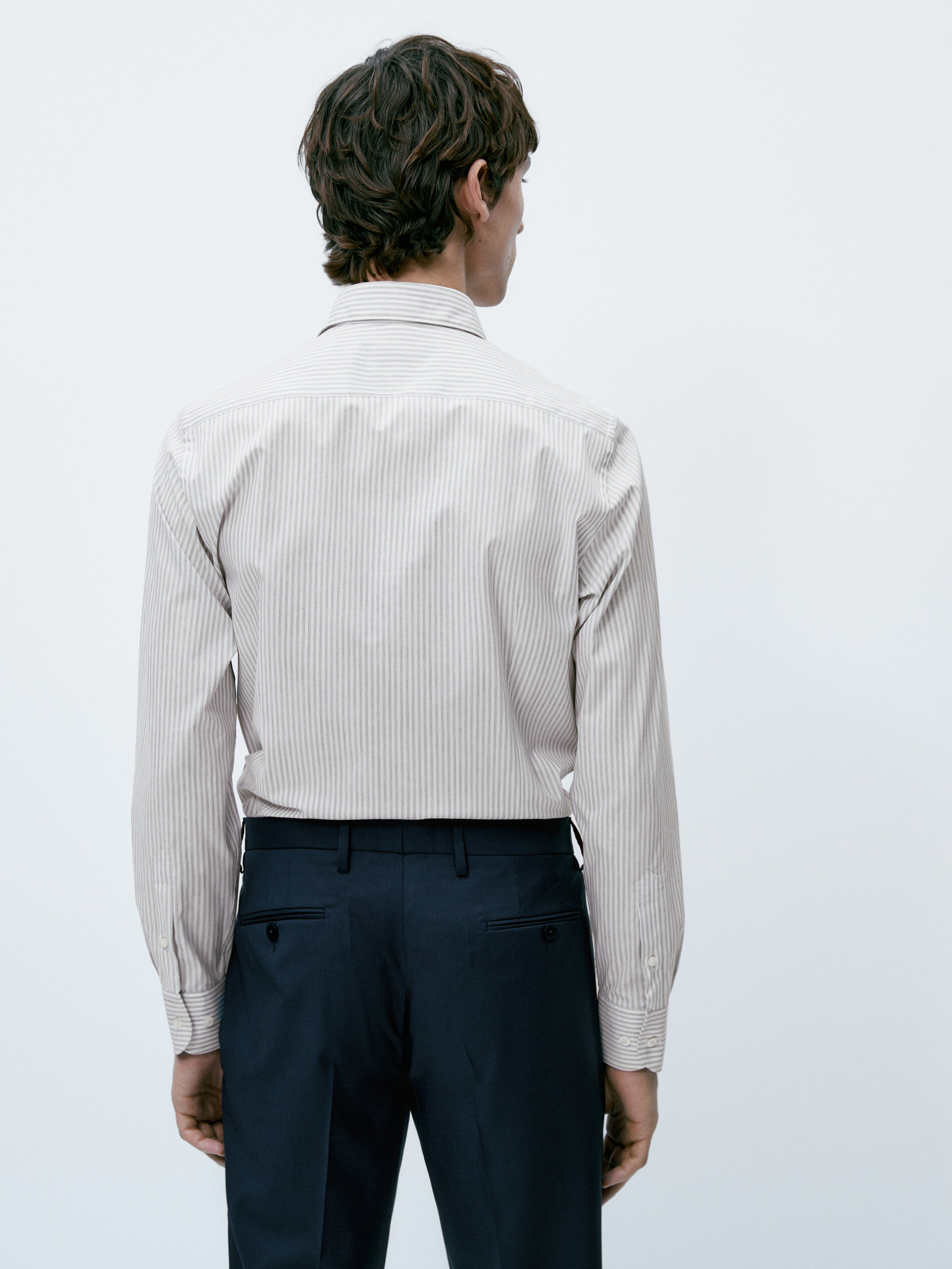 Camisa Raya Melange Slim Fit, fácil de passar a ferro - CINZA