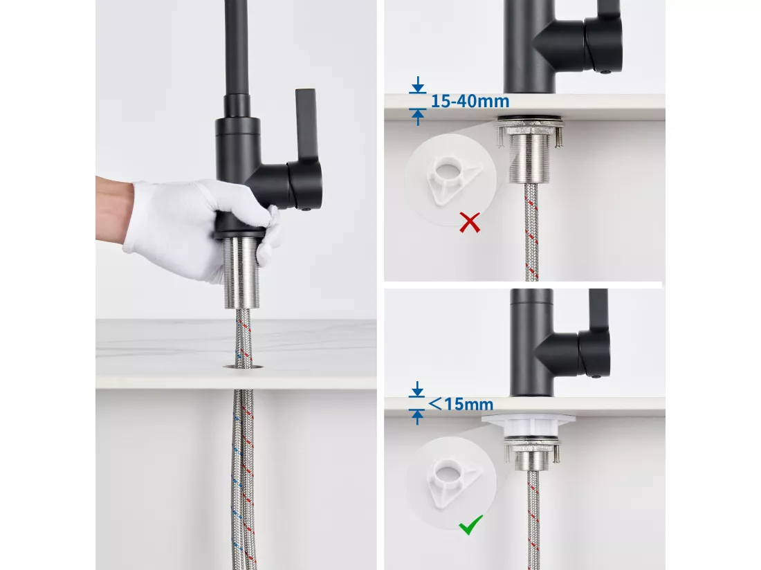 AURALUM MAX Mitigeur Cuisine Flexible Bec Haut Orientable Librement Mitigeur Évier Flexible Pivotant 360° Robinet Evier Eau Chaude/Froide,Noir