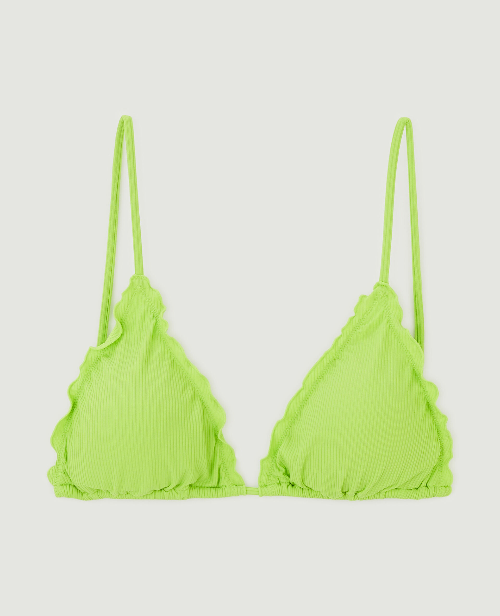 Haut de maillot triangle bords ondulés - Vert fluo