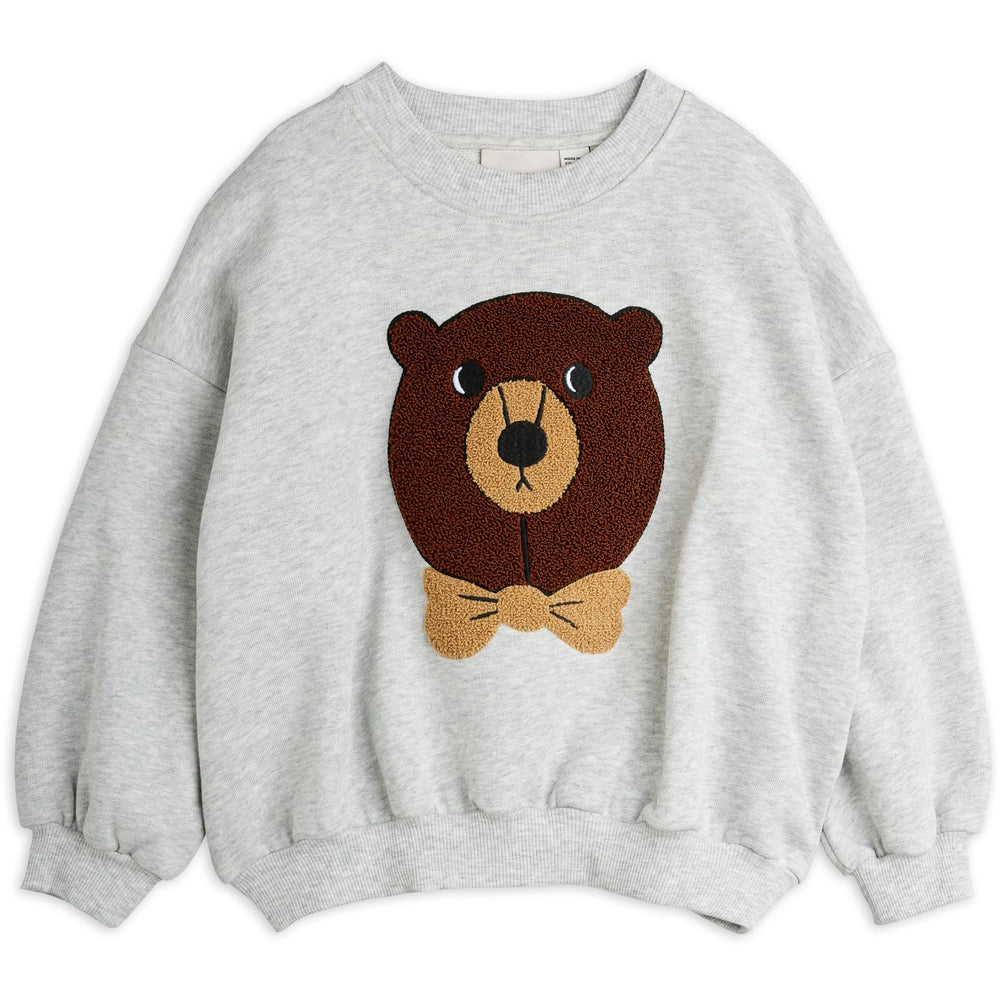 Køb Mini Rodini Grey Melange Bjørn Chenille Sweatshirt