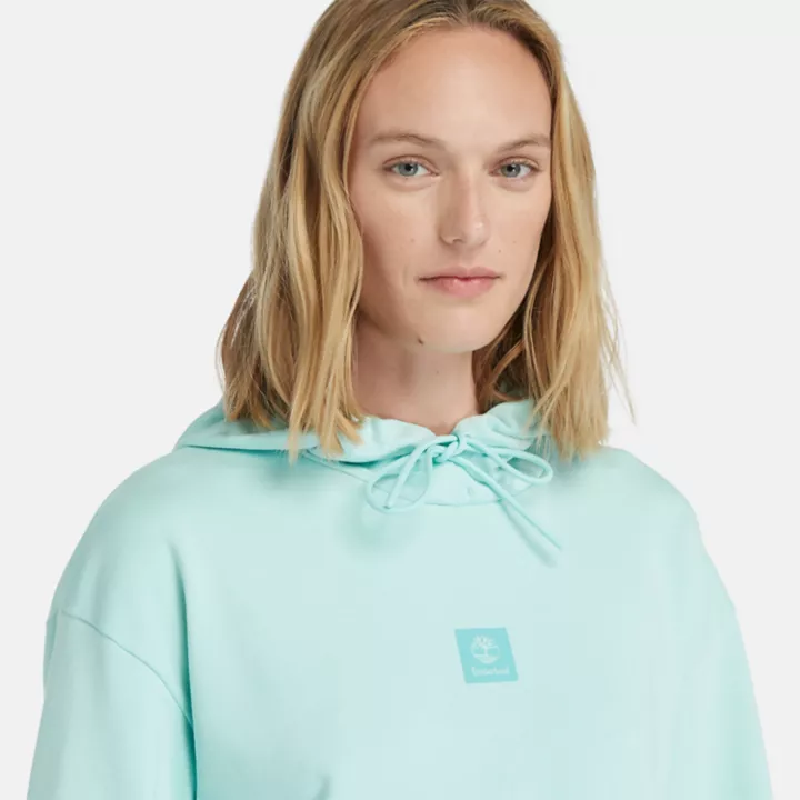 Sweat à capuche à envers bouclé pour femme en bleu clair