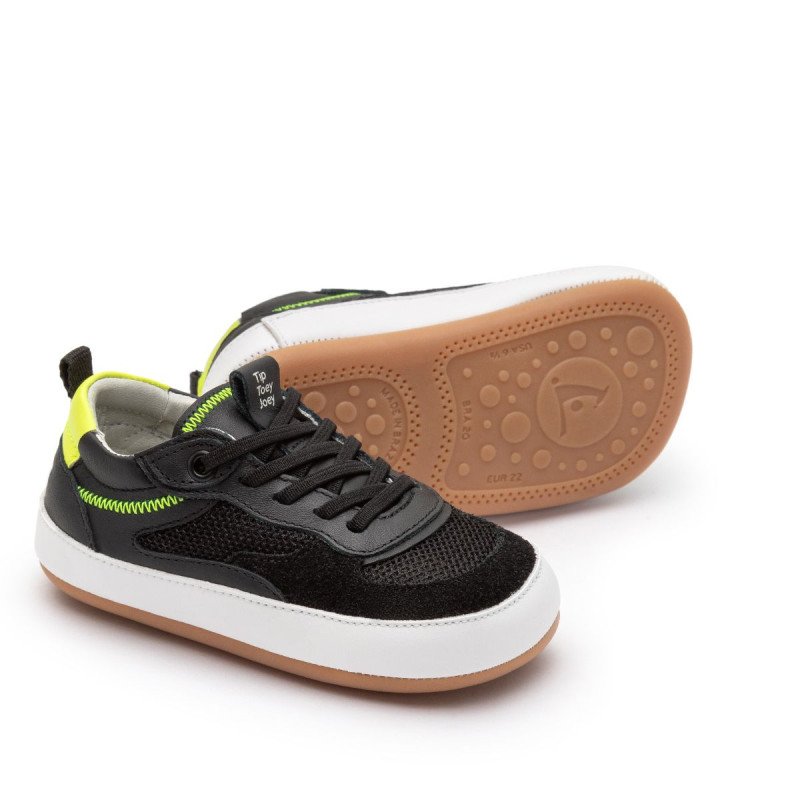 Tip Toey Joey Tip Toey Joey Primeiros Sneakers Step Black Amarelo Neon
