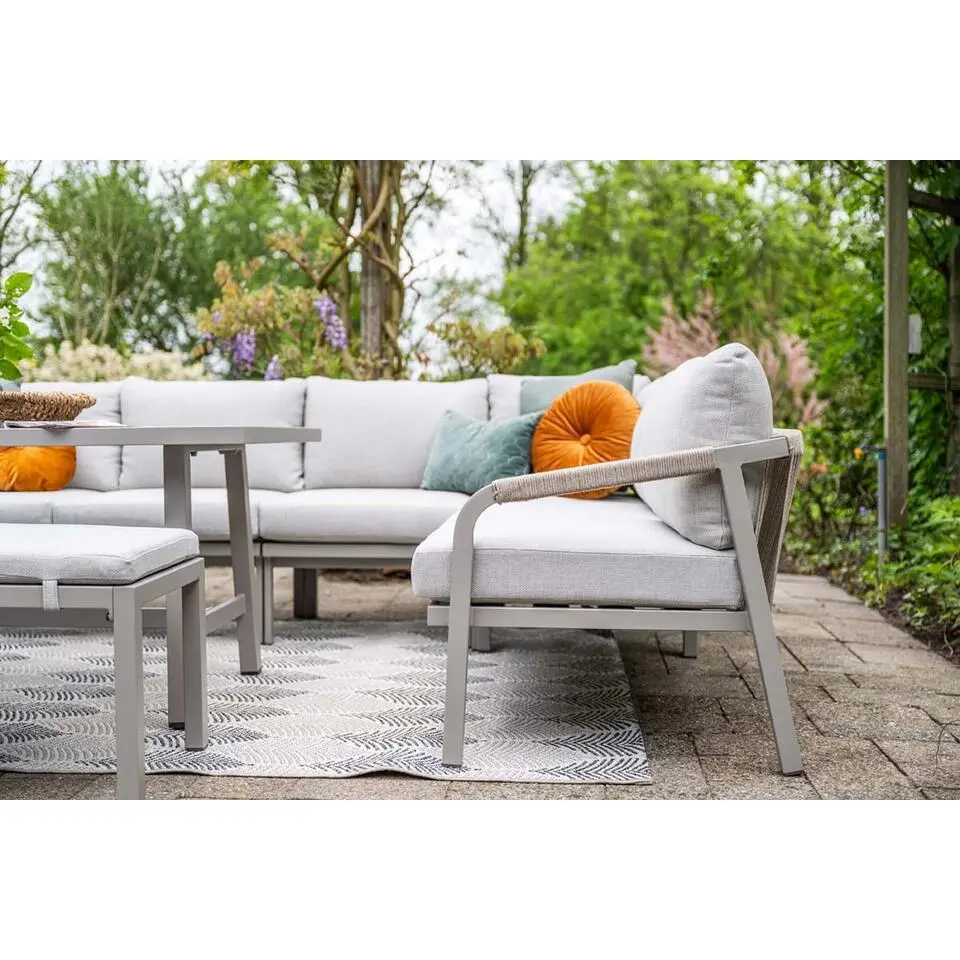 Lounge-diningset Monti - taupe - 7-persoons - aluminium