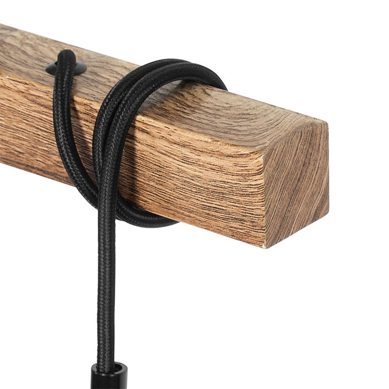 Industriële hanglamp, hout met staal, 3-lichts - Gallow