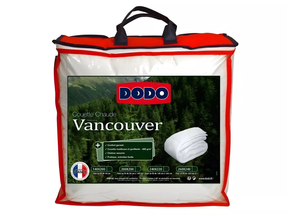 Couette chaude 400gr/m² VANCOUVER 140x200 cm blanc