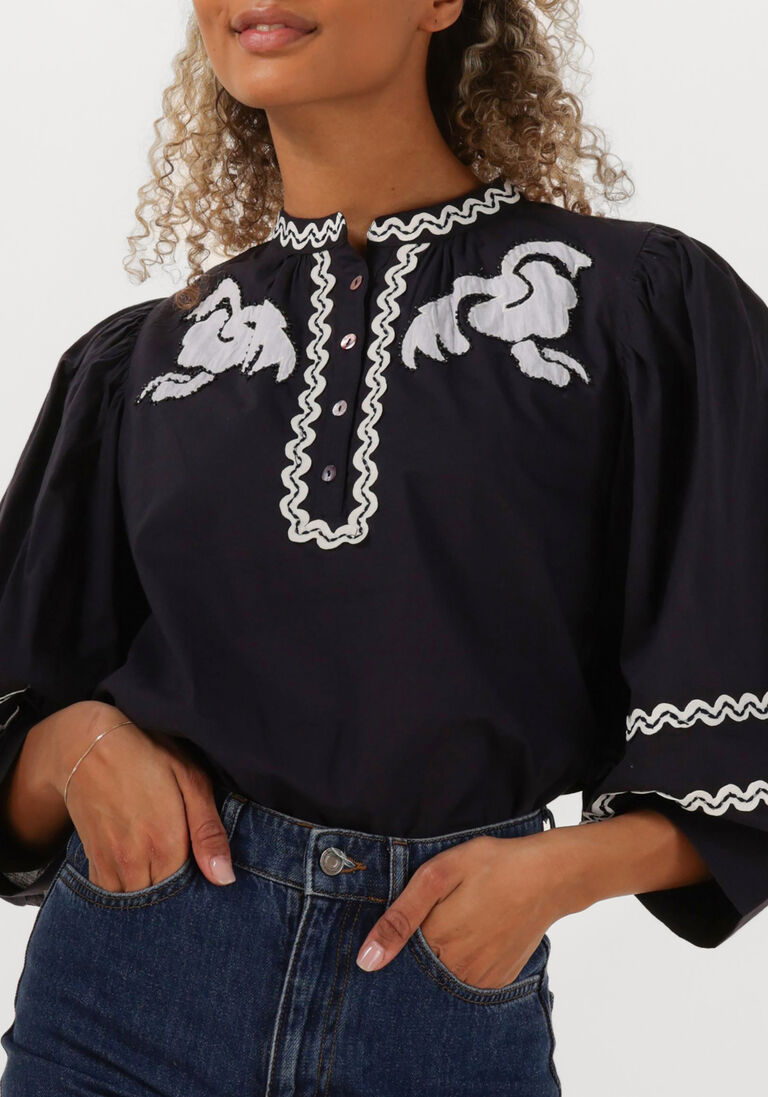 donkerblauwe antik batik blouses dali blouse