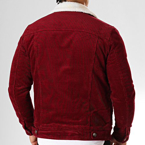 Veste Super Slim Fit Velours Col MoutonBordeaux