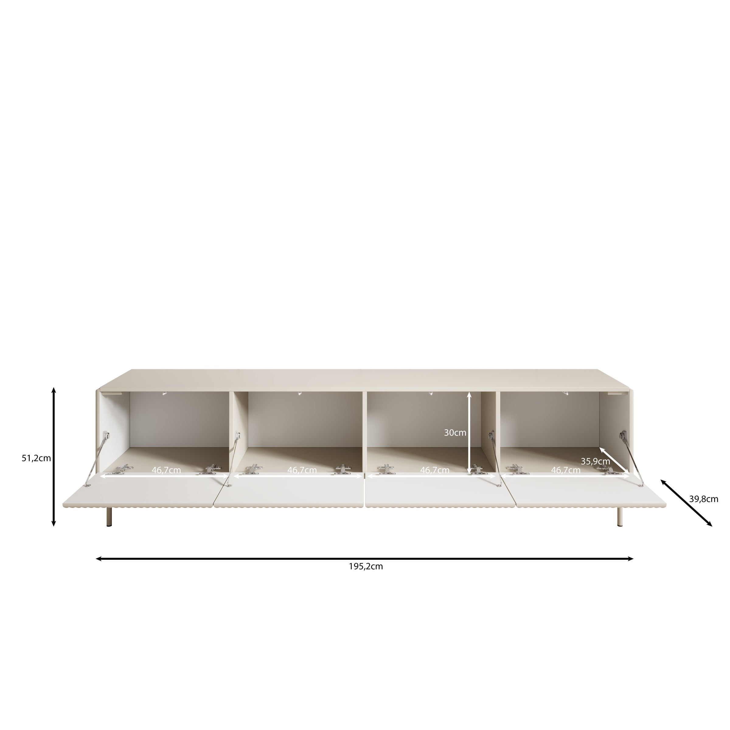 Meubella - Marajo - TV-Meubel - Beige - 195 cm