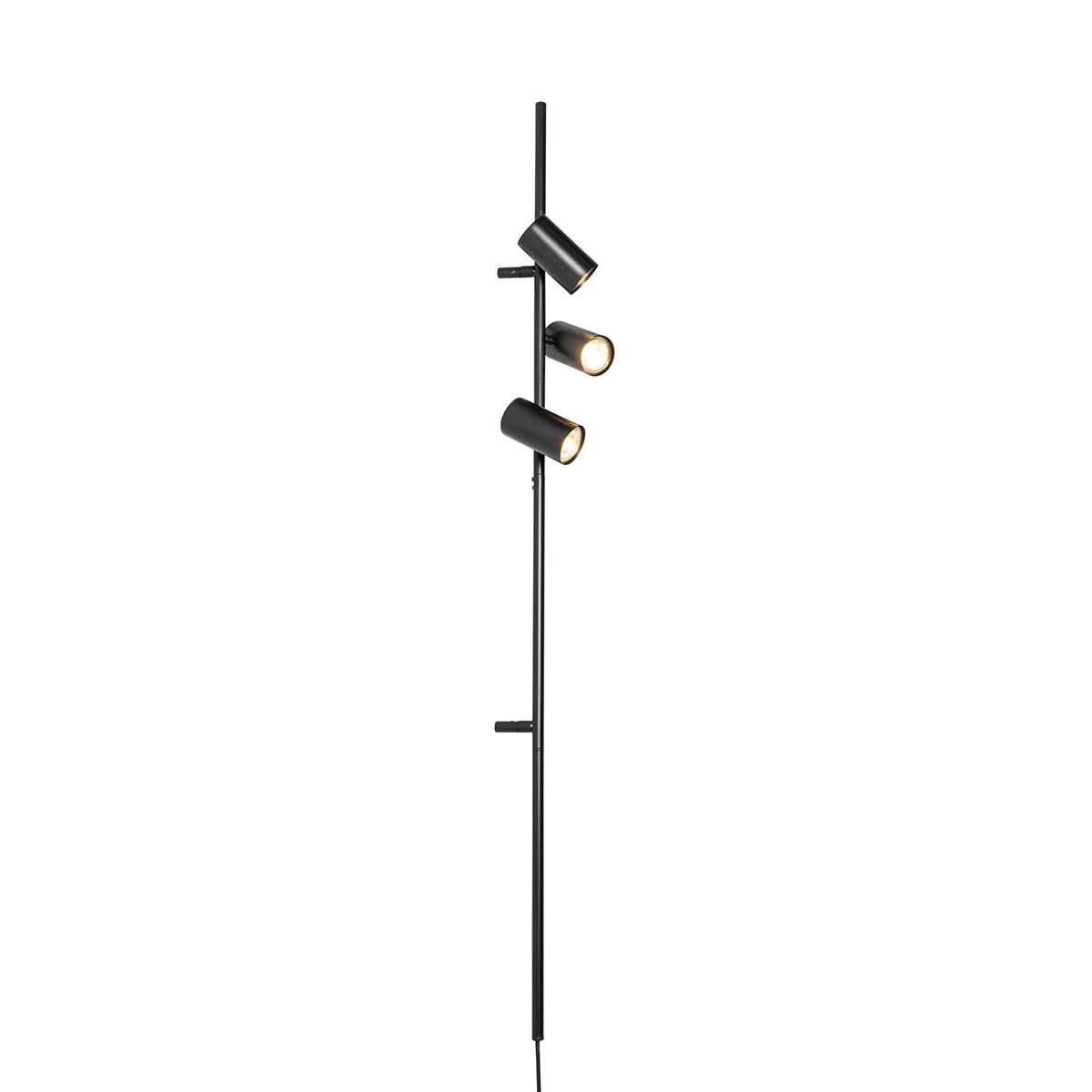 Smart wandlamp zwart met voetschakelaar 3-lichts incl. 3 Wifi GU10 50mm - Jeana Luxe