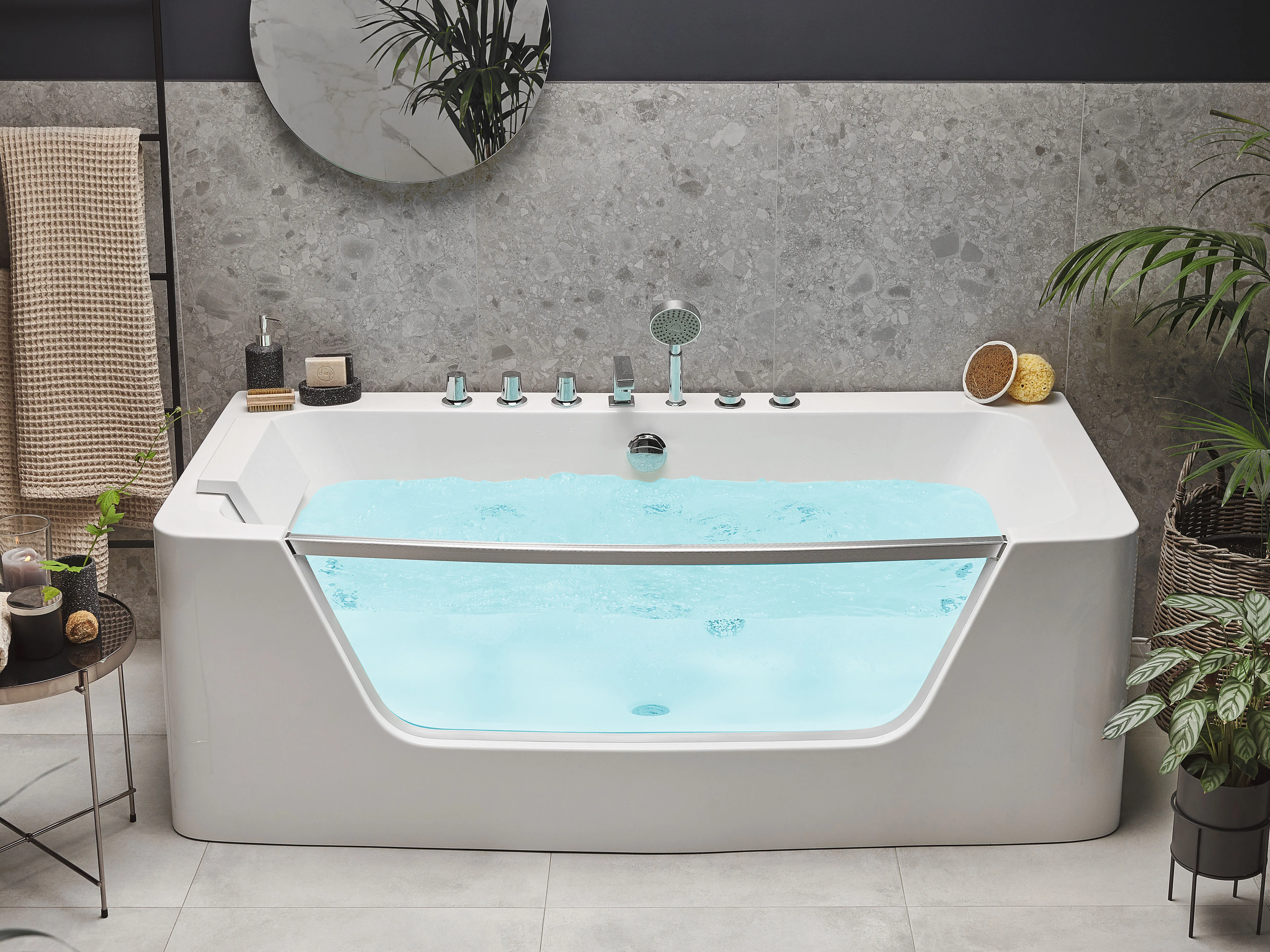 Hoek bubbelbad BARRANCA 170 x 85 cm Wit