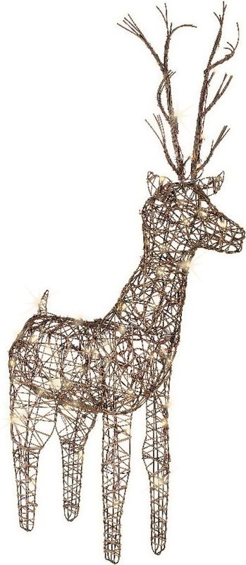 Lumineo - Verlichte Beeld Hert - Bruin - 46x13x69cm - Voor Buiten - 8 Uurs Timer