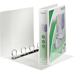 Classeur 4 anneaux cartonné Leitz personnalisable A4 maxi - Dos 6,3 cm blanc