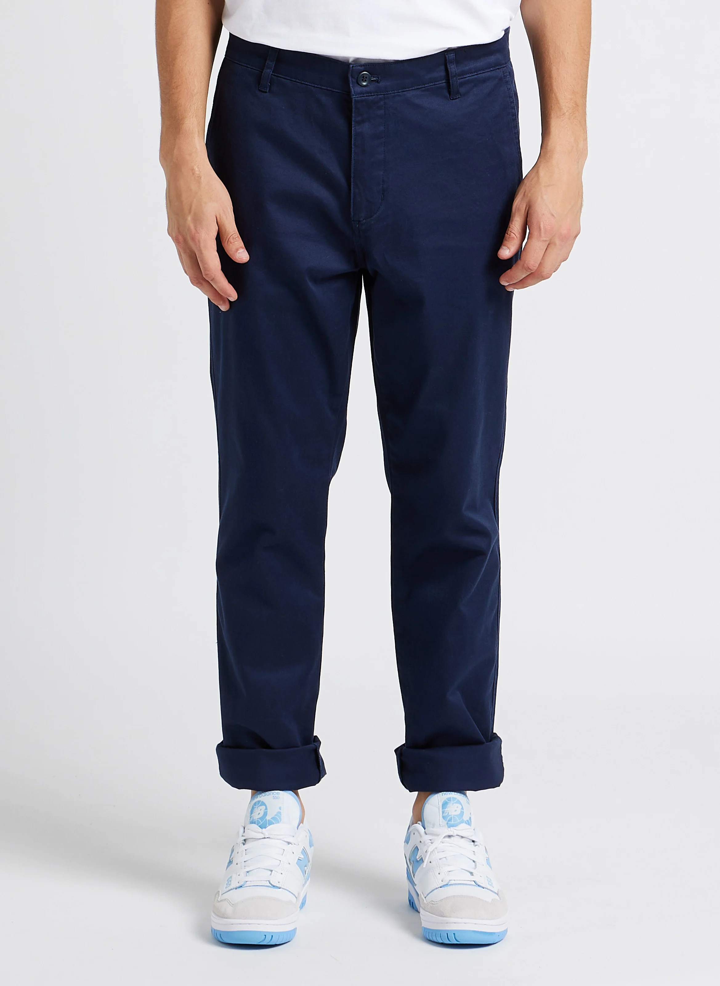 Pantalon chino slim-fit en coton stretch | Bleu