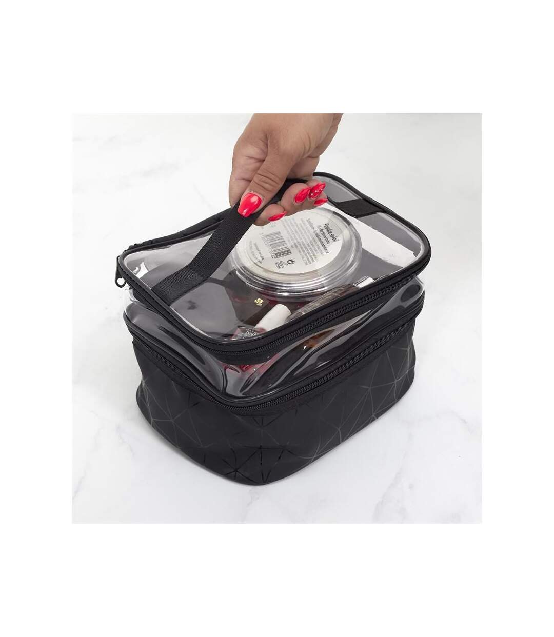 Paris Prix - Trousse De Toilette 2 Niveaux 23cm Noir
