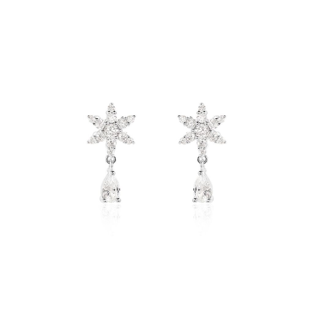 Boucles D'oreilles Pendantes Linas Argent Blanc Oxyde De Zirconium