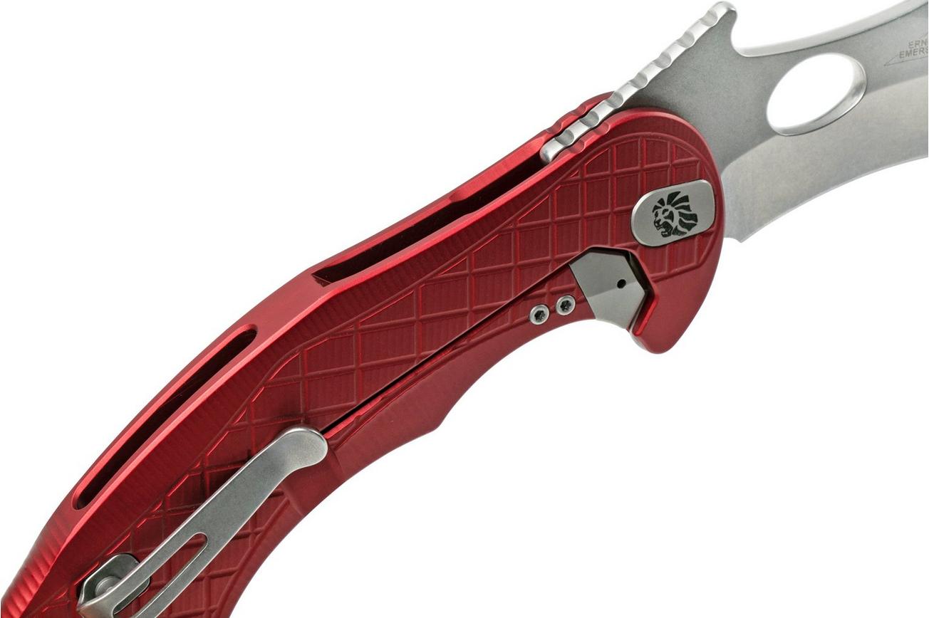 LionSteel L.E.One LE1-A-RS MagnaCut, Satin, Red Aluminium, Karambit zakmes