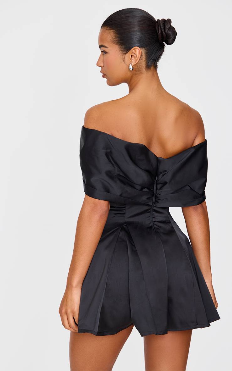Noir Combinaison-short Premium En Satin Avec Nœud Extrême