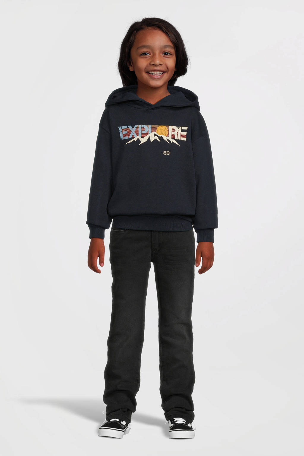 NAME IT sweater NKMVILDAR met printopdruk donkerblauw