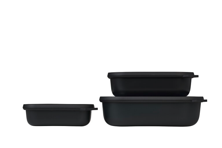 Mepal Cirqula Multischüsselset rechteckig flach 3 teilig 500 / 1000 / 2000 ml nordic black