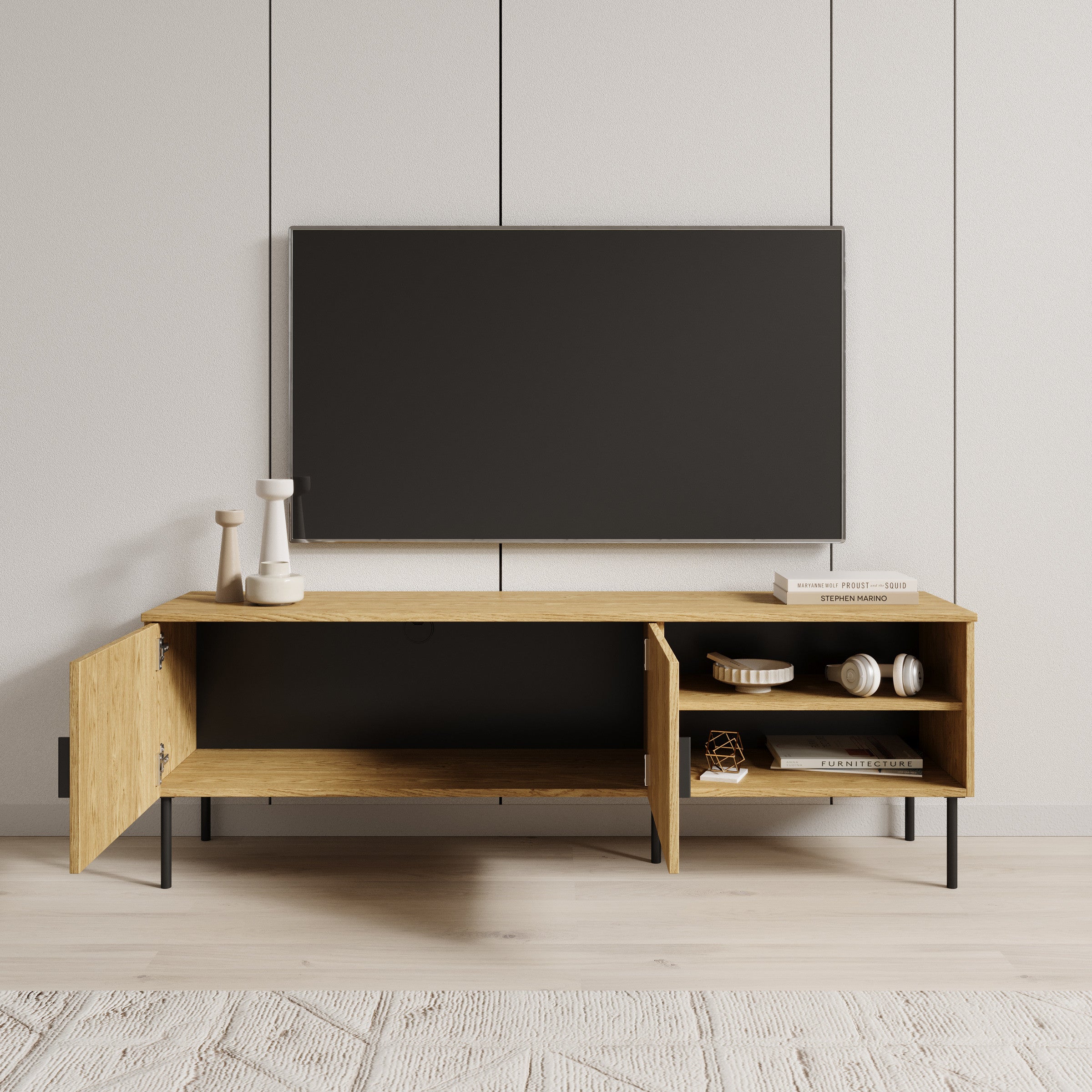 Meubella - TV-Meubel Monor - Eiken - 160 cm