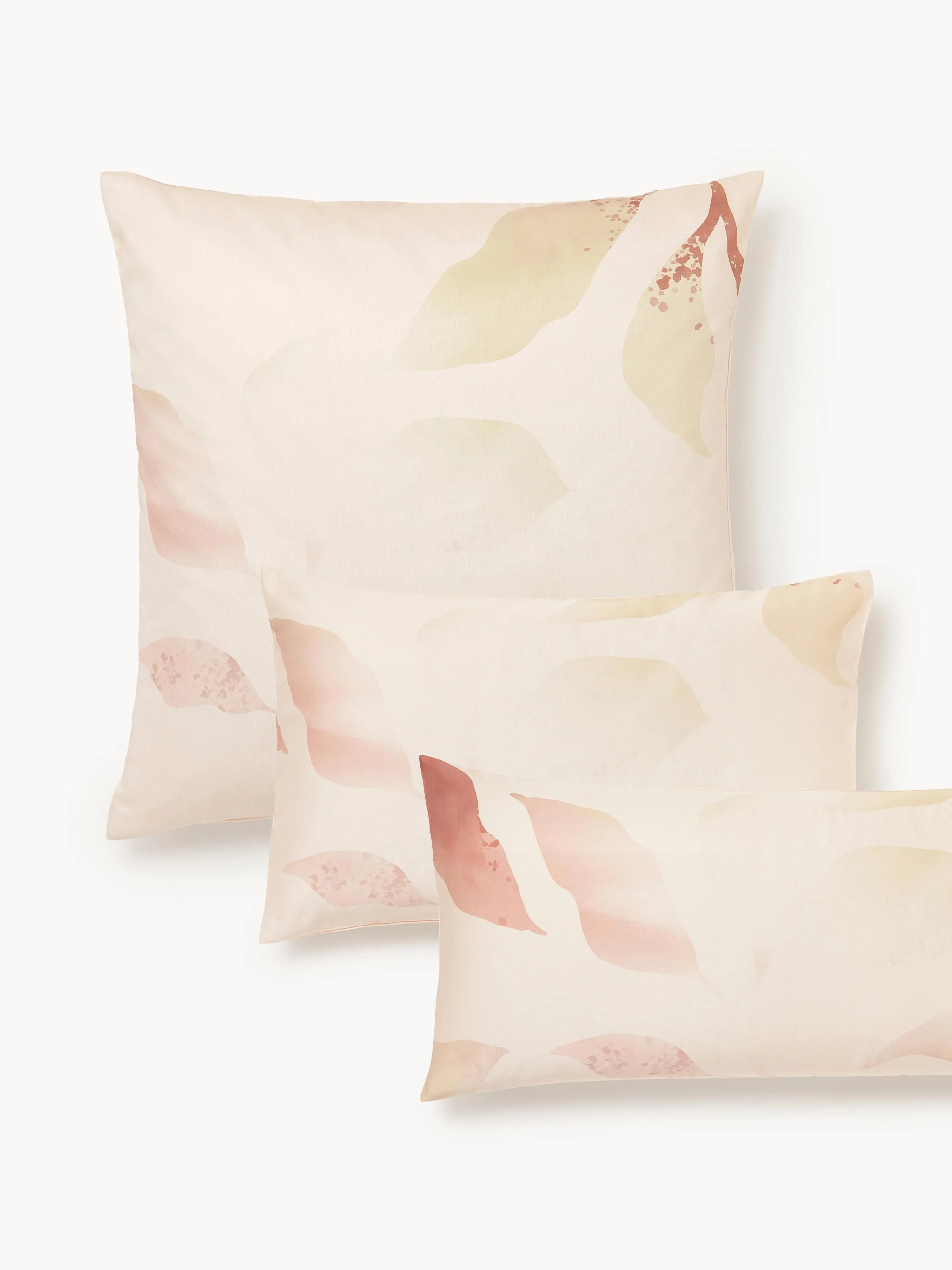 Katoensatijnen kussenhoes Marino met bloemenprint