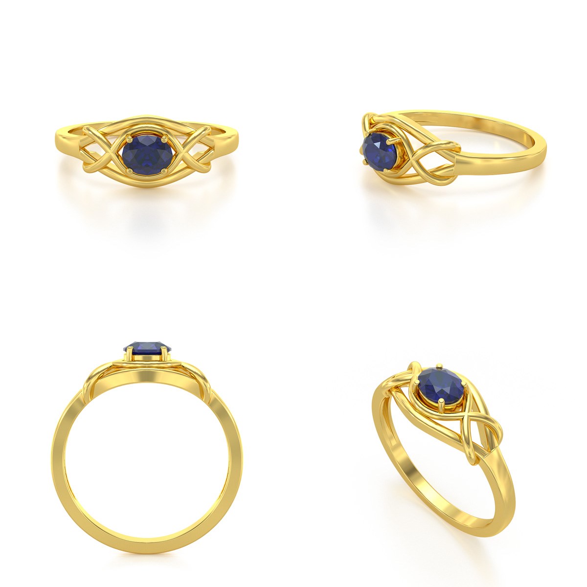 Bague ADEN Or 585 Jaune Saphir 1.870grs
