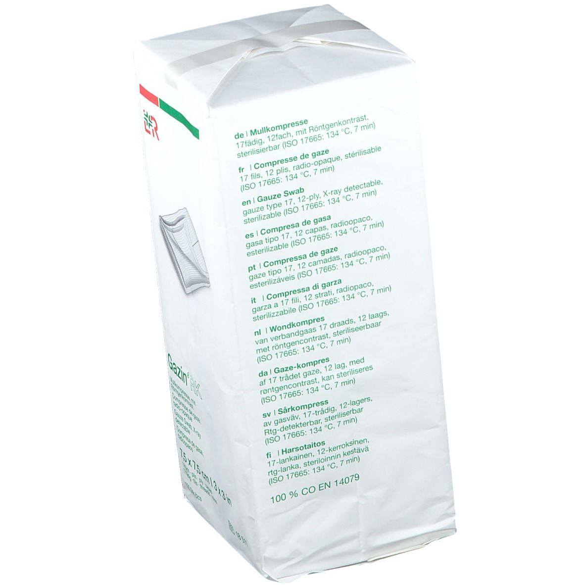 Gazin® Kompresse 7,5 cm x 7,5 cm unsteril 12 lagig