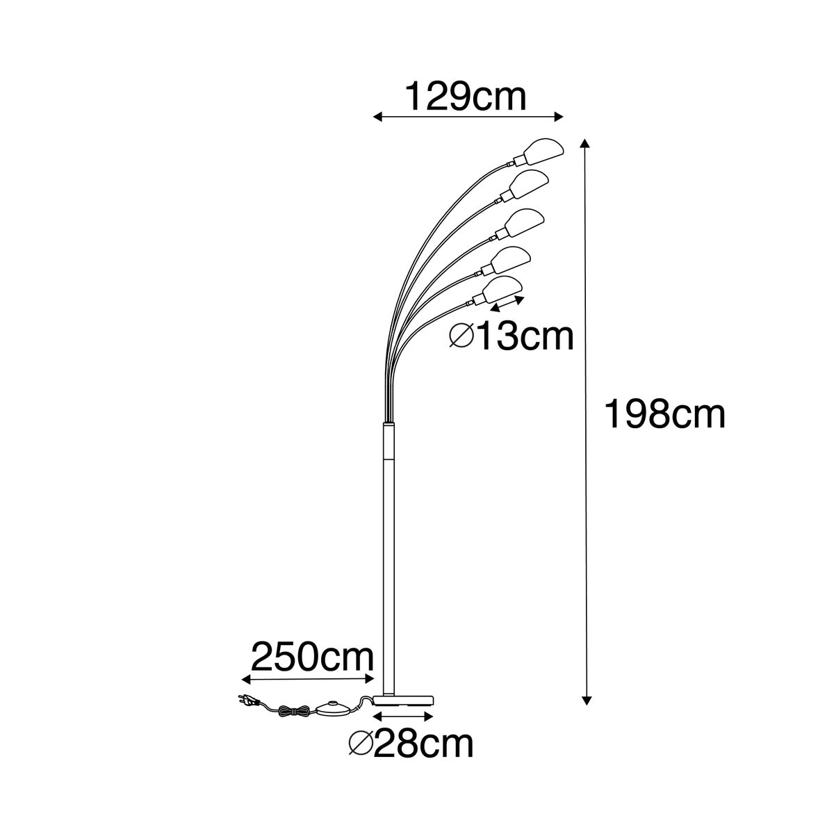 QAZQA - Design vloerlamp | Staande lamp | Lamp | Licht, staal | mat nikkel met opaalglas, 5-lichts - Sixties Marmer | Woonkamer | Slaapkamer - Staal, Langwerpig - LED-compatibel, E14