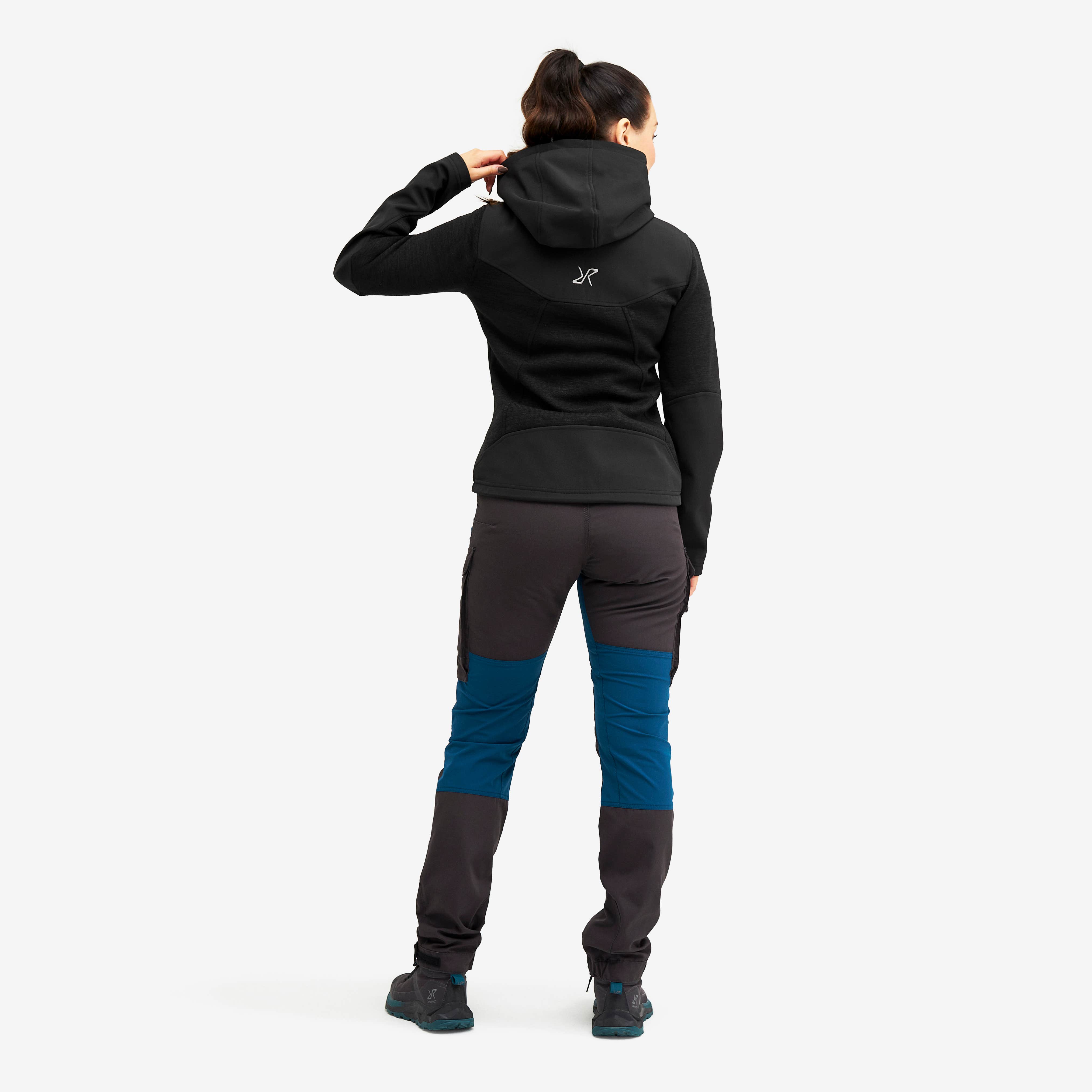 Wander Pro Wool Hoodie Dame Charcoal Black
