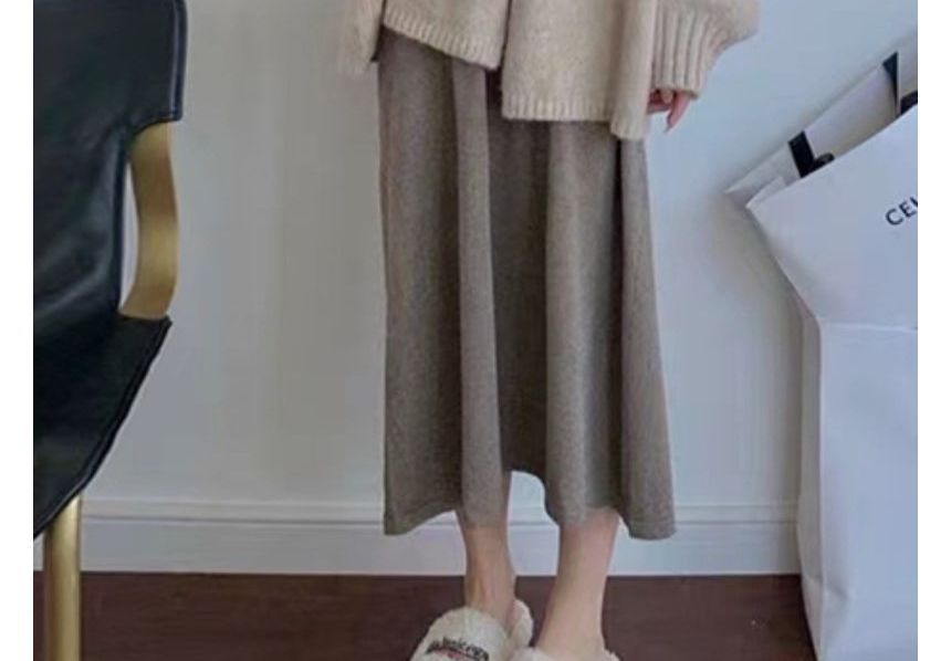 Levsayte - Maternity Plain Oversized Open Front Cardigan / Spaghetti Band Midi Smock Jurk