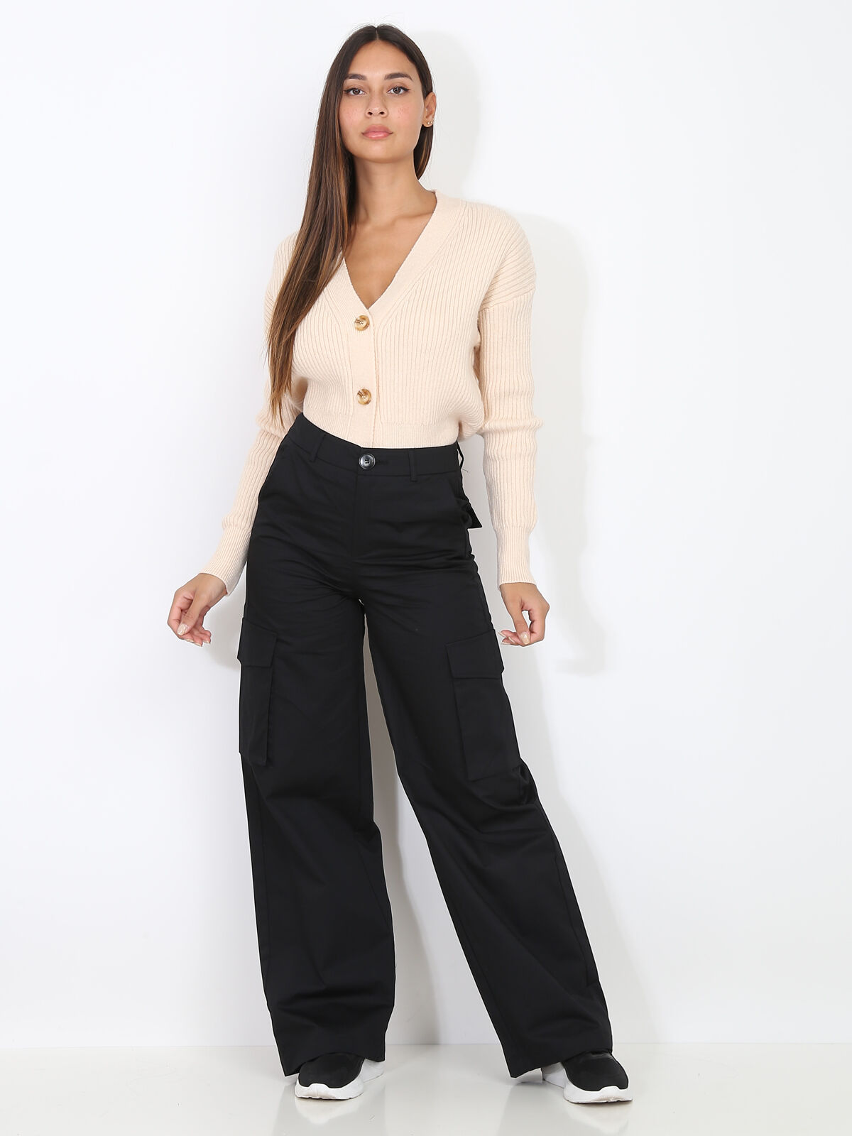 Pantalon cargo ample- Noir